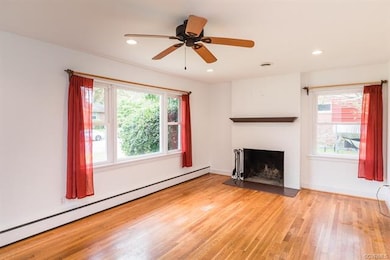 Family room with wood burning fireplace!