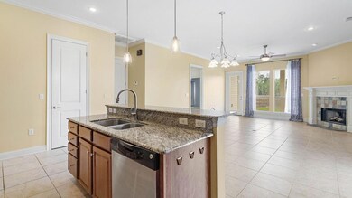 Kitchen island overlokking dining and living area