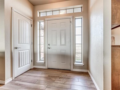 Entrance foyer featuring light wood-type flooring 
