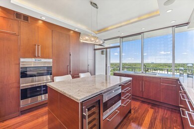 Sleek and contemporary kitchen has high-quality cu