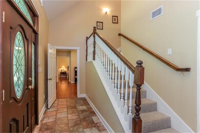 Upon entering the front door, the hallway in front of the staircase leads to the 2nd master suite, which includes a living area, or study as used by the original owners, a full bathroom, and bedroom. There is a closet each in the bedroom & the study.