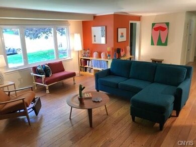 Pegged hardwoods in living room.