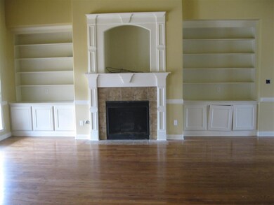 Built-in Bookshelves adjacent to fireplace