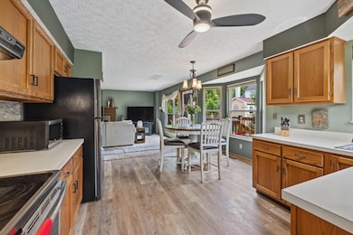 Kitchen leading into family room