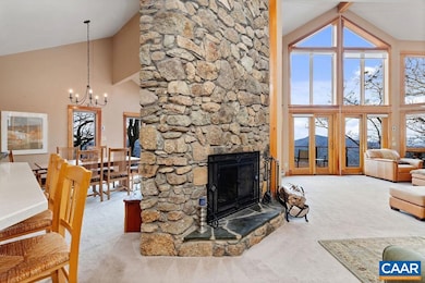 Great wood burning stone fireplace