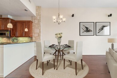 The dining area is located to the left of the entr