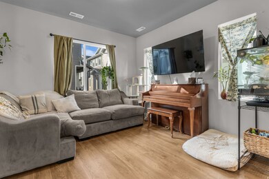 Living room with light wood finished floors