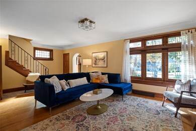 Main living area with original stainglass windows