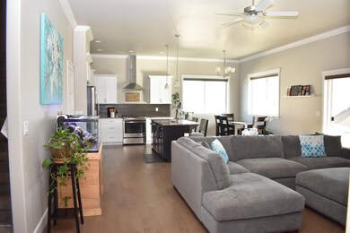 Living room opens up to kitchen