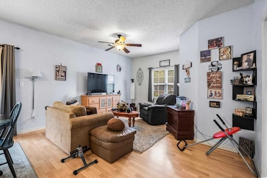 Living room featuring light hardwood / wood-style 