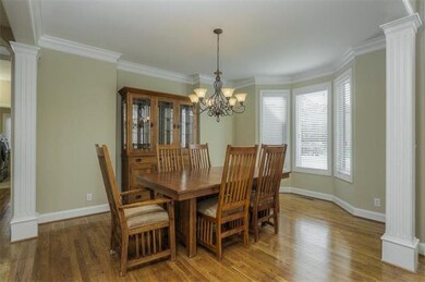 The formal dining room easily seats ten.