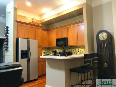 View of the kitchen from the living room area.