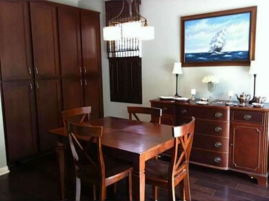 Breakfast area in kitchen looks onto the big back 