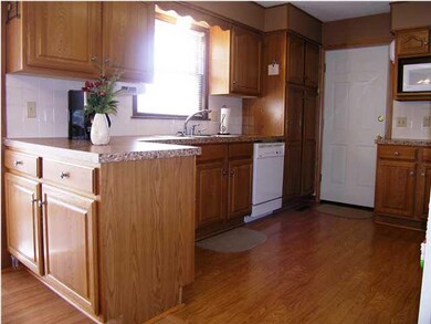 The south wall of the oak kitchen with new counter