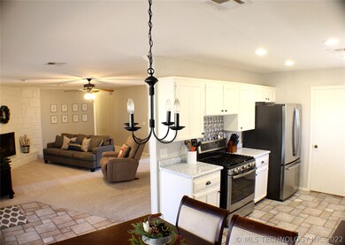 view of kitchen and living room.