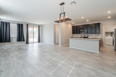 Tall ceilings and tile floors.