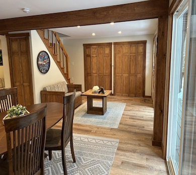 Open area with sliders and view to lake