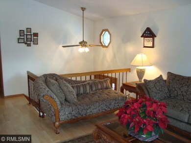 View of entry way from the living room. Modern cei