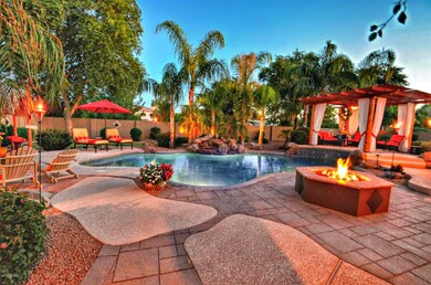 Pool, ramada and gas fire pit