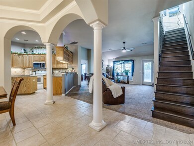 Tuscan pillars framing the dining room