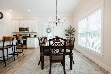 The dining room is generously sized and allows for