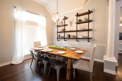 Formal Dining right with custom shelves.