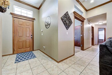 Entry View 1- Crown molding, tile