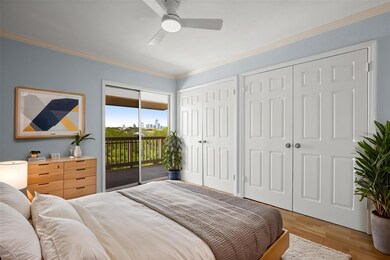 Bedroom with access to outside, two closets, orna