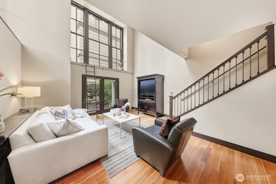 Dining space flows into the living room.