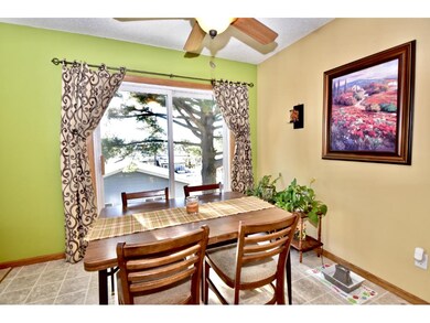 The dining room offers a view of the backyard.  Pa