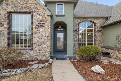 Professional landscaping and striking front entry