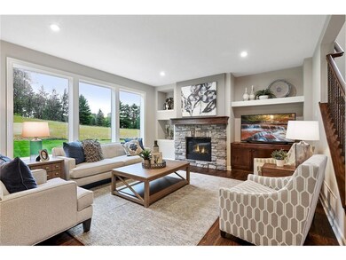 The living room on the main floor has a beautiful 