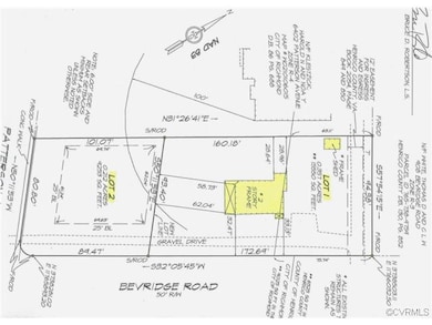 SURVEY PLAN: Lot 1 at 906 Bevridge; Lot 2 at 6400 Patterson Ave. Lot 2 is a buildable parcel. Lot 1 is located in Henrico and in Richmond, with the potential to use either school system.