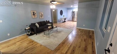 Living room featuring wood-type flooring and ceili