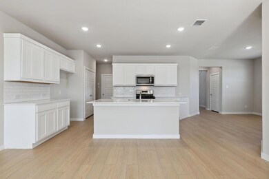 Kitchen with stainless steel appliances, decorati