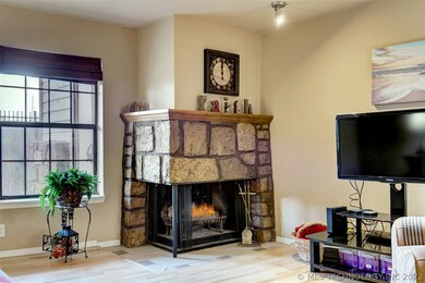 Warm up by the woodburning fireplace!