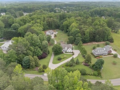 Aerial view of a heavily wooded area