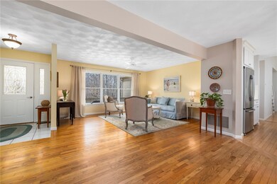 View to the entrance way and living room from the