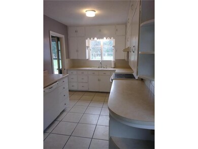Kitchen overlooking the backyard