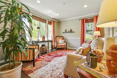 Lovely Parlor with custom window coverings and gre