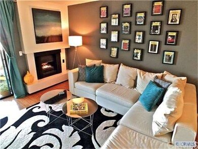 Fireplace, new designer paint and window treatment
