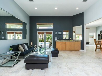 Modern interior with high volume ceilings, French