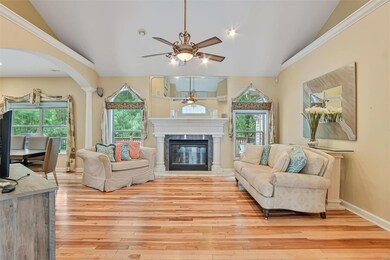 Added details on the ceiling add to the beauty of this living room.