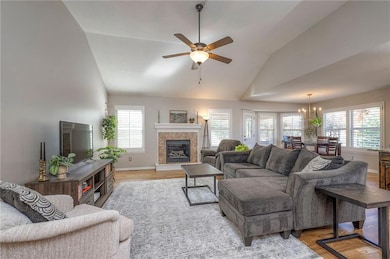 Vaulted ceiling in living room