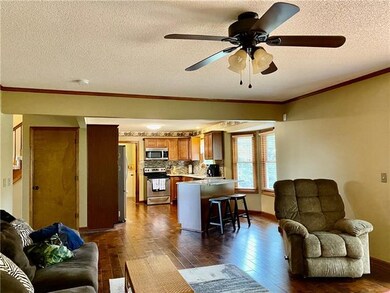 View from living room to kitchen