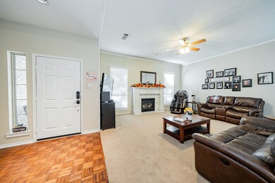 Living area featuring a fireplace