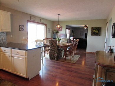 Open kitchen, dining and living area