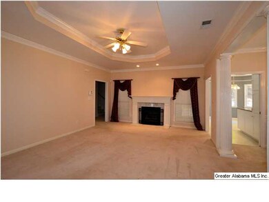 GAS LOG FIREPLACE WITH MARBLE SURROUND.