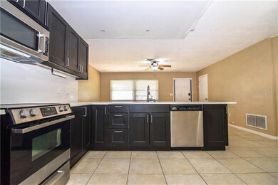 Kitchen with stainless steel appliances