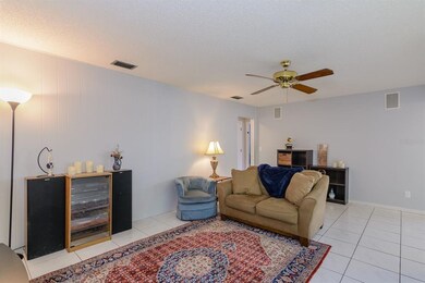 The family room sits to the left side of the house